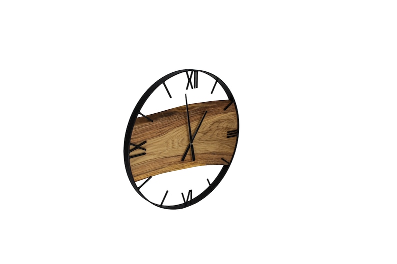 Wall clock wood metal, wall clock industrial design, wall decoration, oak carrageenan, unique wall clock, handmade, gift for her image 10