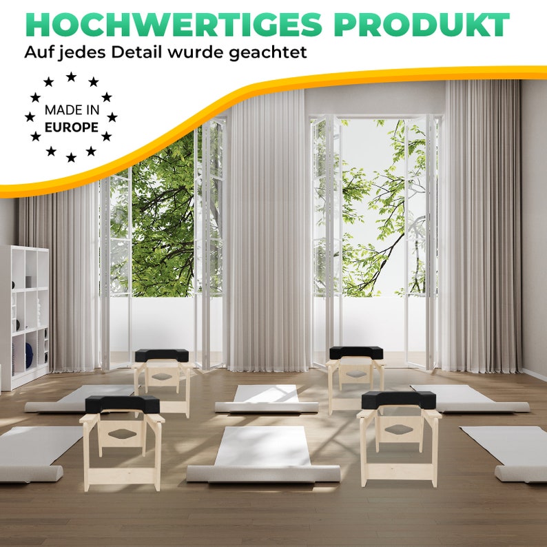 CAWI Premium Yoga-Stuhl und Kopfstandhocker Made in Europe Für Fitness, Meditation und Entspannung Bild 5