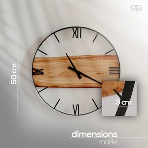 Wall clock wood metal, wall clock industrial design, wall decoration, oak carrageenan, unique wall clock, handmade, gift for her V1