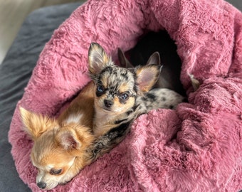 Schlupfsack, Kuschelsack, Kuschelhöhle von HS-Hundebett in Altrosa,Puder oder Lila