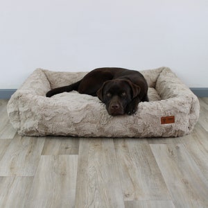 Dog bed cuddly bed deluxe orthopedic from HS-Dogbett, color sand