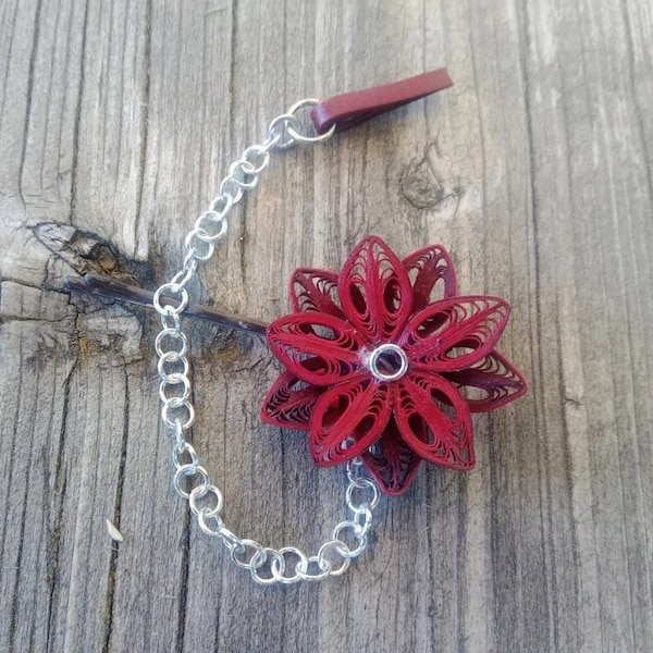 Quilling Haarspange "Red Flower Chain"