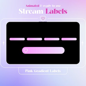 Animowany pasek etykiety Twitch Pink Gradient / nakładka strumienia / subskrybent Twitch / nakładka Twitch / Lofi / estetyczny / konfiguracja / różowy / Vtuber