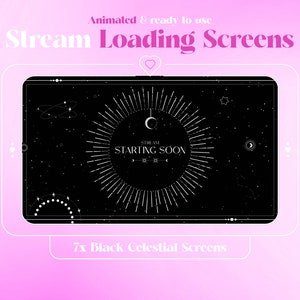 Black Celestial Animated Twitch Overlay: Stream Loading Screens