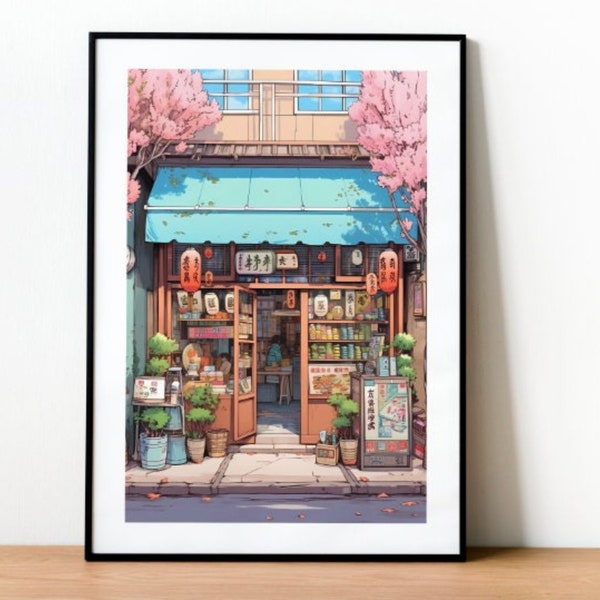 Lofi Anime Shop Print Illustration, Lofi Aesthetic, Japan Poster, Anime Poster,  Anime Wall Decor, Lofi Anime, Pastel, Anime Print, Tokyo