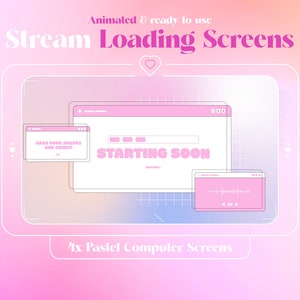 Animated Twitch Pastel Stream Loading Screens / Computer Screen / Overlay Set / Offline / BRB / Starting Soon / Animated Screens / Pastel