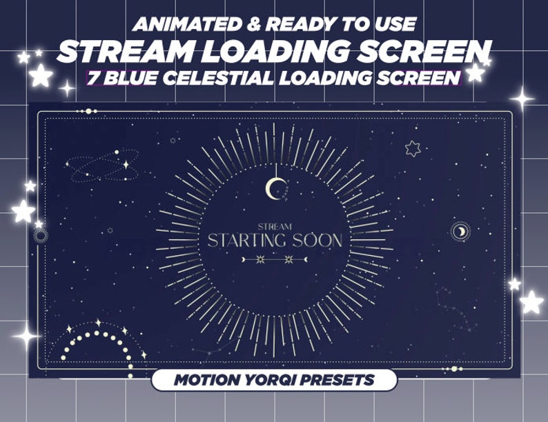 Blue Celestial Animated Twitch Overlay Pack: Night Sky Loading Screens ...