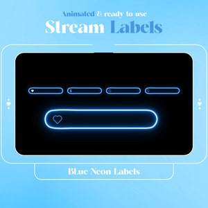 Animated Twitch Stream Overlay: Blue Neon Label Bar