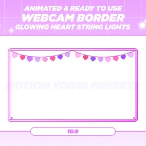 Animated Neon Hearts Webcam Overlay: Twitch Stream Border