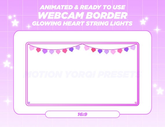 Twitch Webcam Overlay Animated Neon Hearts Stream Webcam Border