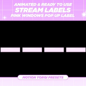 Animowane różowe okno Twitch Pop Up Label Bar Stream Overlay, Streamer, Subskrybent Twitch, Dekoracja strumienia, Nakładka Twitch, Estetyka Lofi