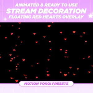 Animated Red Heart Particle Overlay: Kawaii Twitch Stream Decoration