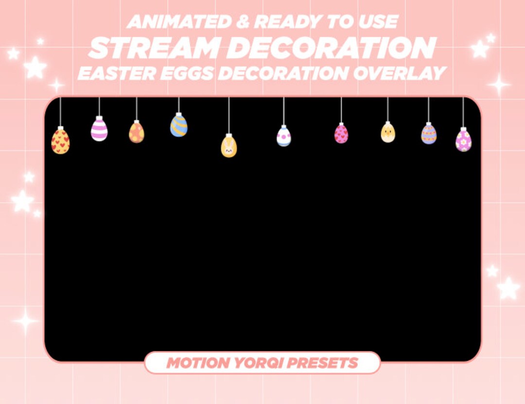 Animated Twitch Easter Eggs Overlay, Easter Day Twitch Overlay