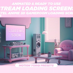 3D Anime Lofi Gameroom Animated Stream Overlay Loading Screen Pack