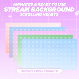 6 Animated Heart Stream Background Decoration, Heart Twitch Stream Overlay, Stream Add-on, Vtuber Background,Pastel Kawaii Background