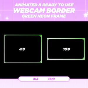 Twitch Webcam Overlay Animated Neon Green - Stream Webcam Border - Webcam Overlay For Twitch - Webcam Frame - Streamer Graphics - Dark Theme