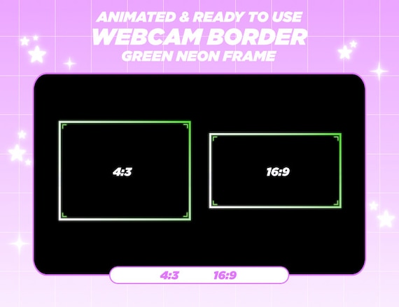 Twitch Webcam Overlay Animated Neon Green Stream Webcam Border