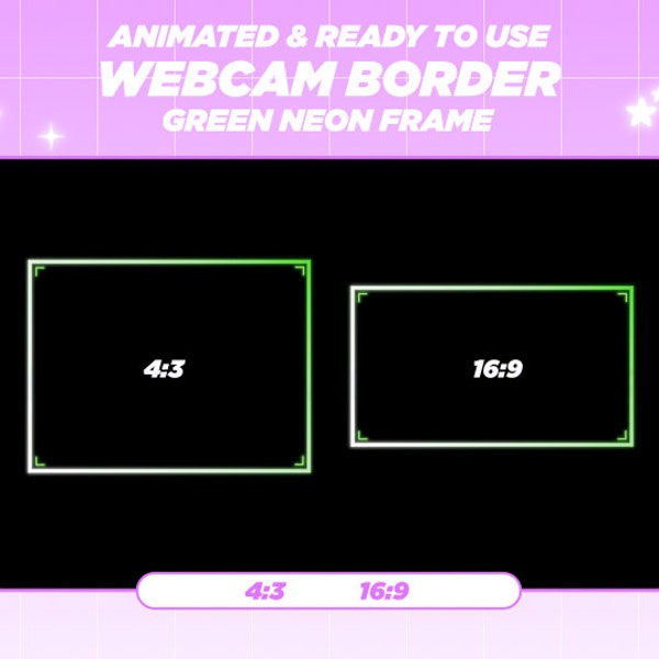 Twitch Webcam Overlay Animated Neon Green - Stream Webcam Border - Webcam Overlay For Twitch - Webcam Frame - Streamer Graphics - Dark Theme