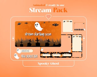 Spooky Ghost Animated Stream Pack: Halloween Twitch Overlays