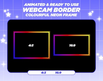 Animated Neon Twitch Webcam Overlay: Colorful Stream Border