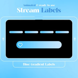 Animowany pasek etykiety Twitch Blue Gradient / nakładka strumienia / subskrybent Twitch / nakładka Twitch / Lofi / etykiety / konfiguracja / gradient / niebieski