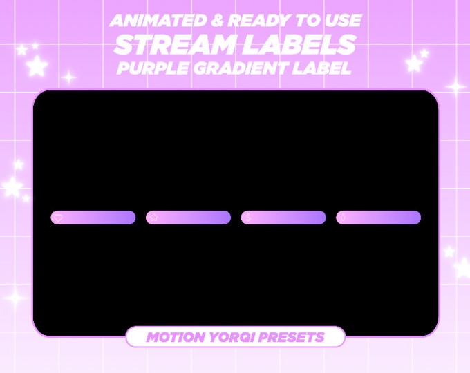 Neon Purple Label Bar for Twitch / Animated Simple Aesthetic Overlay ...
