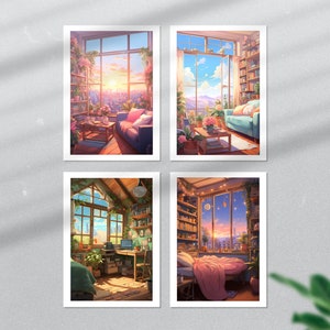 Printable Lofi Room Digital Print, Lofi Aesthetic, Japan Poster, Lofi Digital Prints, Digital LofiPoster Wall Decor,Lofi Anime,Bedroom Print