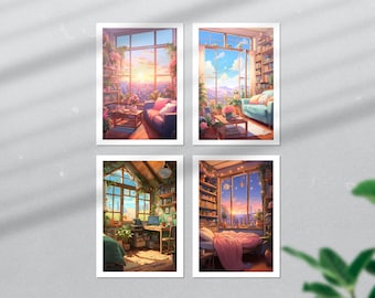 Printable Lofi Room Digital Print, Lofi Aesthetic, Japan Poster, Lofi Digital Prints, Digital LofiPoster Wall Decor,Lofi Anime,Bedroom Print