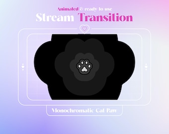 Animated Twitch Cute Cat Stinger Transition Black, Cute Twitch Video Transition, Animated Custom Kitty Stream Decoration,Twitch Cute Overlay