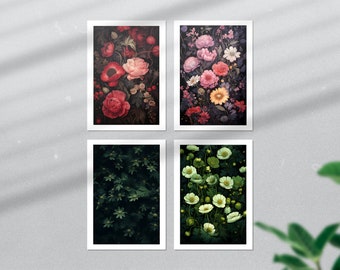 Conjunto de impresiones botánicas Lo-Fi: Decoración de pared estilo cottagecore oscuro (descarga digital)