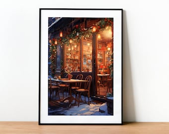Winter Coffee Shop Anime Poster: Cosy Lofi Japan Wall Art