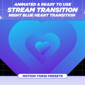 Animated Night Blue Heart Stinger Transition: Twitch Stream Decoration