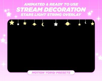 Animated Twitch Celestial Sky Stars Overlay, Celestial Twitch Sky Moon Stars Overlay, Animated Night Star Stream Decoration, Twitch Overlay
