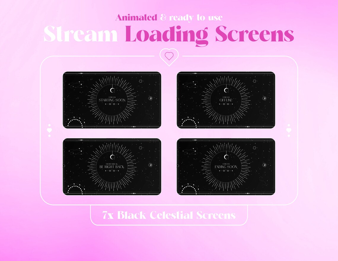 Overlay Stream. Loading Black Celestial Animated Twitch Overlay: Stream Loading Screens - Etsy