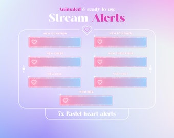 Animated Pastel Heart Stream Alerts: Twitch Subscriber Pack