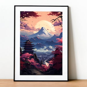 Cartel de Lofi Japón: Mountain Vista, decoración de Tokio