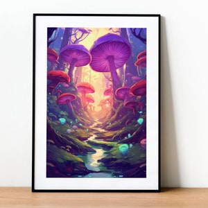 Japan Lofi Magical Forest Print Illustration, Kawaii Japan,Japan Poster,Anime Poster,Wall Art,Lofi Anime,Pastel,Anime Prints,Lofi Wall Art