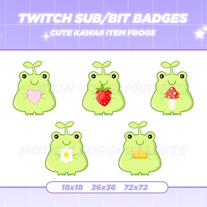 Cute Kawaii Item Frogs Twitch Sub Badge, Bit Badges, Kawaii, Streamer Badges, Sparkle Sub Badge, Streamer Graphics, Cheer Sub Badges, Mystic