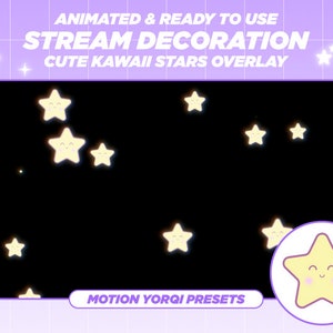 Animated Twitch Stream Yellow Kawaii Star Sparkle Overlay, Twitch Add-on, Stream Decoration, Cute Twitch Overlay, Twitch Sparkle, Calming