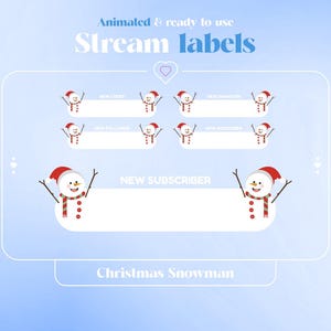 Animierte Twitch Weihnachten Schneemann Etiketten, Weihnachten Twitch Overlay, animierte Weihnachtsstrom Etiketten, Winter Twitch Overlay, Label Leiste, Schnee