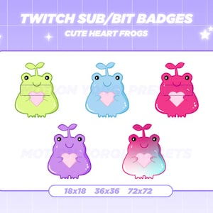 Cute Heart Frogs Twitch Sub Badge, Bit Badges, Kawaii, Streamer Badges, Sparkle Sub Badge, Streamer Graphics, Cheer Sub Badges, Mystic Frogs