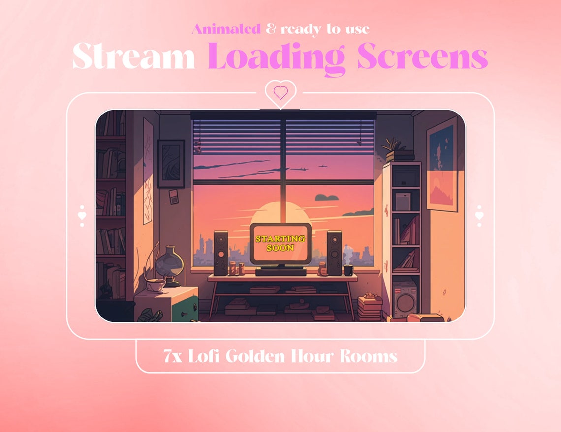 Anime Lofi Room Animated Stream Overlay Pack: 7 Chill Loading Screens ...