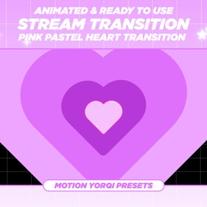 Animated Twitch Cute Pastel Heart Stinger Transition,Cute Twitch Video Transition,Animated Custom Heart Stream Decoration,Twitch Cute Kawaii