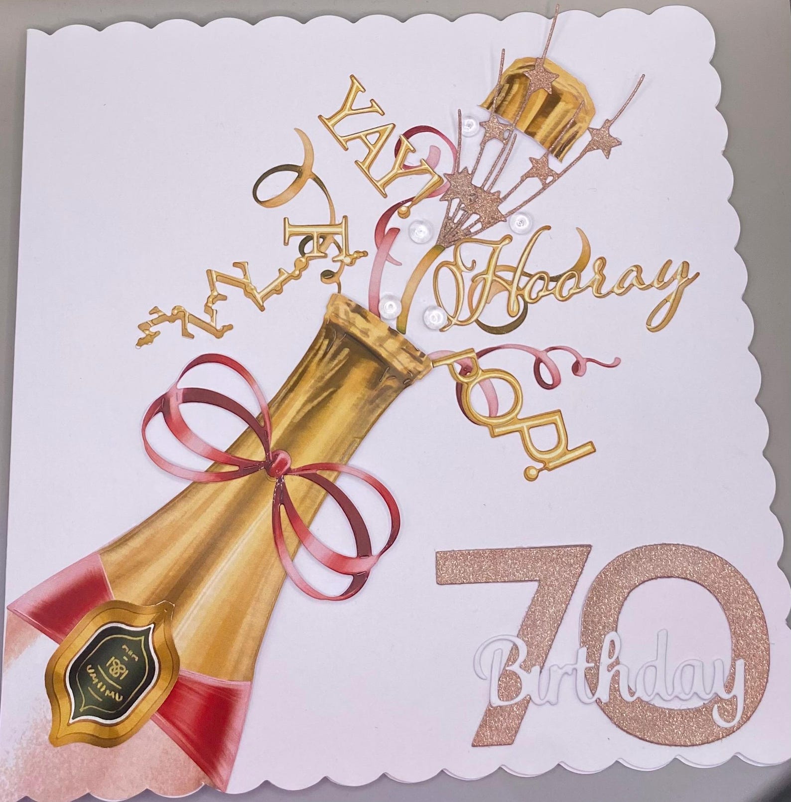 70th Birthday Champagne Card - Etsy