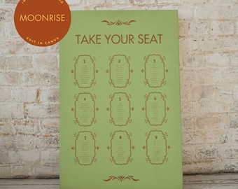 Wes Anderson Inspired Wedding Table Plan Board - Digital Editable Canva Template - Vintage Retro Nostalgic Wedding Signage