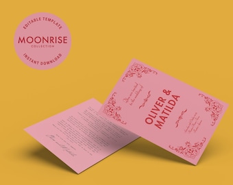 Invitation de mariage inspiré de Wes Anderson - Modèle d'invitation de canva numérique modifiable - mariage nostalgique rétro vintage - Wes Anderson Aesthetic