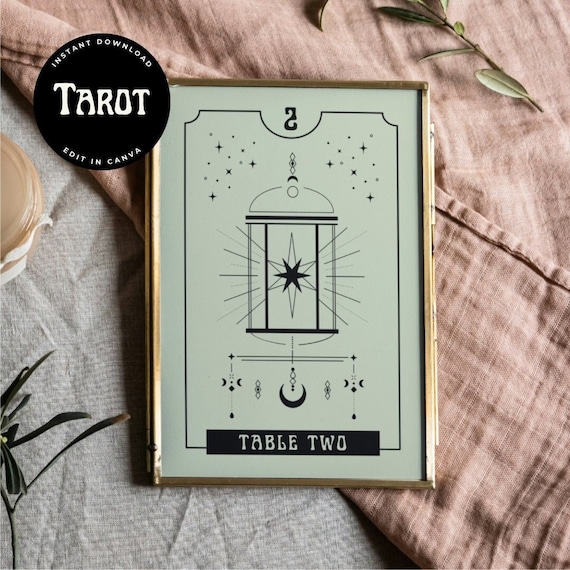 Tarot Card Table Numbers - Digital Editable Canva Wedding Template - Celestial Boho Tarot Gothic Theme Wedding - Customise and Print
