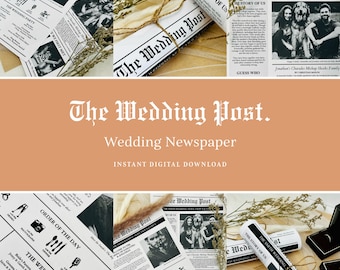 Wedding Newspaper Template - Editable Canva Template - Print at Home