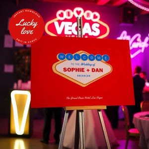 Las Vegas Welcome Board - Digital Editable Canva Welcome Board Template - Vegas Disco Retro Americana Kitsch - Customise and Print
