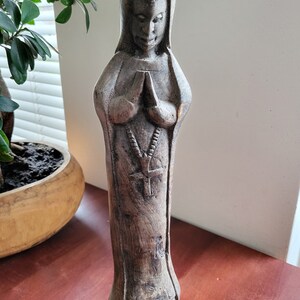 Hand carved hardwood Christian statue